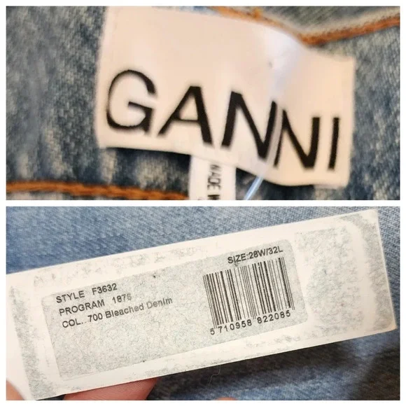 NWT GANNI classic denim slit jeans.Size 28X32.